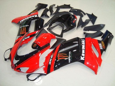 2007-2008 Monster In Red ZX6R Motorcycle Fairings