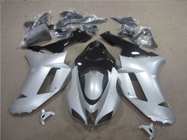 2007-2008 Silver Black ZX6R Motorcycle Fairings 2007-2008 Silver Black ZX6R Motorcycle Fairings