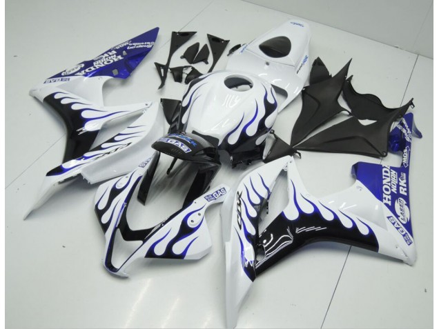 2007-2008 White Blue Flame CBR600RR Motorcycle Fairings
