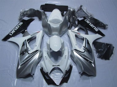 2007-2008 White Silver Black GSXR 1000 Motorcycle Fairings