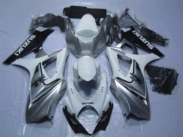 2007-2008 White Silver Black GSXR 1000 Motorcycle Fairings