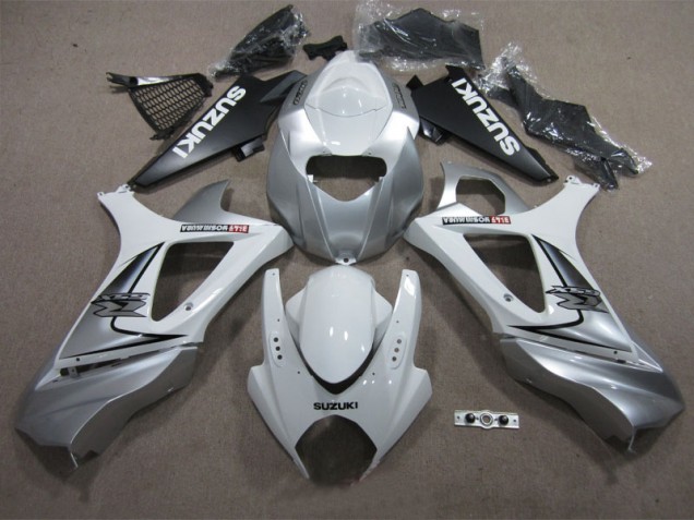 2007-2008 White Silver GSXR 1000 Motorcycle Fairings