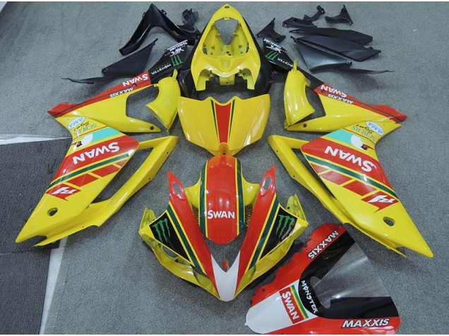 2007-2008 Yellow Red Swan YZF R1 Motorcycle Fairings 2007-2008 Yellow Red Swan YZF R1 Motorcycle Fairings