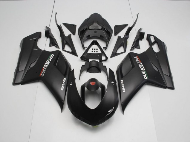 2007-2014 Matte Black with White Decals Ducati 848 1098 1198 Motorcycle Fairings 2007-2014 Matte Black with White Decals Ducati 848 1098 1198 Motorcycle Fairings
