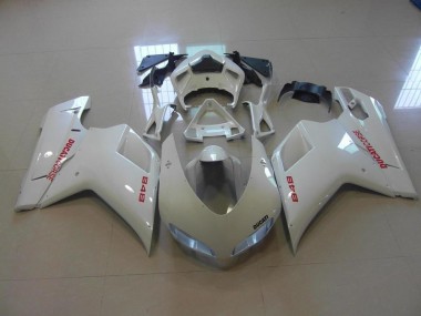 2007-2014 Pearl White Red Decals Ducati 848 1098 1198 Motorcycle Fairings
