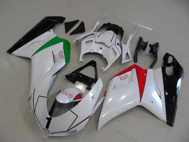 2007-2014 Pearl White with Italy Flag Ducati 848 1098 1198 Motorcycle Fairings 2007-2014 Pearl White with Italy Flag Ducati 848 1098 1198 Motorcycle Fairings