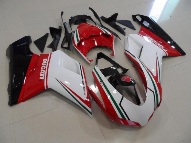 2007-2014 Red White Ducati 848 1098 1198 Motorcycle Fairing 2007-2014 Red White Ducati 848 1098 1198 Motorcycle Fairing