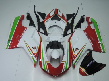 2007-2014 Red White and Green Ducati 848 1098 1198 Motorcycle Fairings