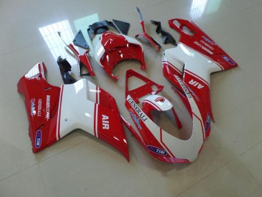 2007-2014 Red and White Air Ducati 848 1098 1198 Motorcycle Fairings