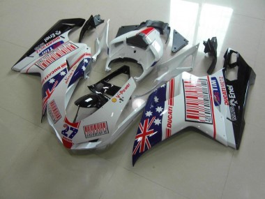 2007-2014 White Blue Red Ducati 848 1098 1198 Motorcycle Fairings