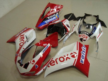 2007-2014 White Red Xerox Ducati 848 1098 1198 Motorcycle Fairings