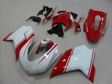 2007-2014 White and Red Racing Version Ducati 848 1098 1198 Motorcycle Fairings