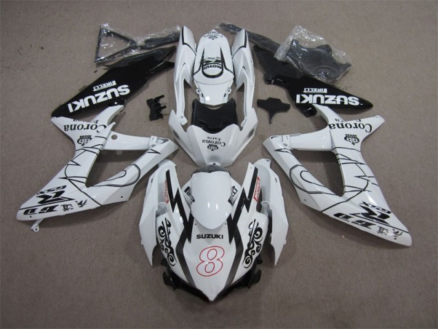 2008-2010 White Black Corona Extra Motul 8 GSXR 600 Motorcycle Fairings 2008-2010 White Black Corona Extra Motul 8 GSXR 600 Motorcycle Fairings