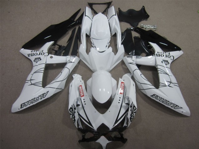 2008-2010 White Black Corona Extra Motul GSXR 600 Motorcycle Fairings