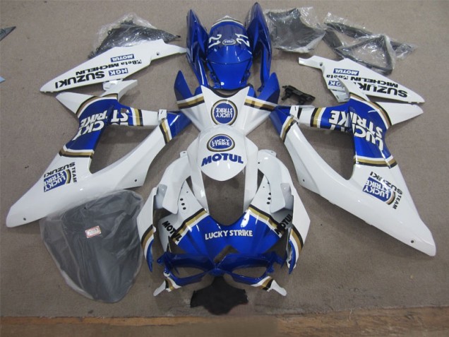 2008-2010 White Lucky Strike Blue Motul GSXR 600 Motorcycle Fairings 2008-2010 White Lucky Strike Blue Motul GSXR 600 Motorcycle Fairings