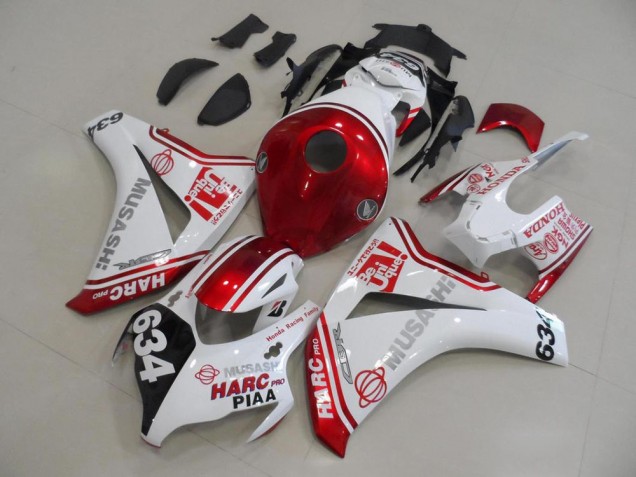 2008-2011 White Red HARC Pro PIAA 634 CBR1000RR Motorcycle Fairing