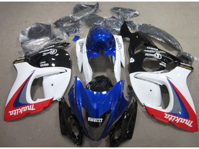 2008-2019 White Blue Makita GSXR 1300 Hayabusa Motorcycle Fairings
