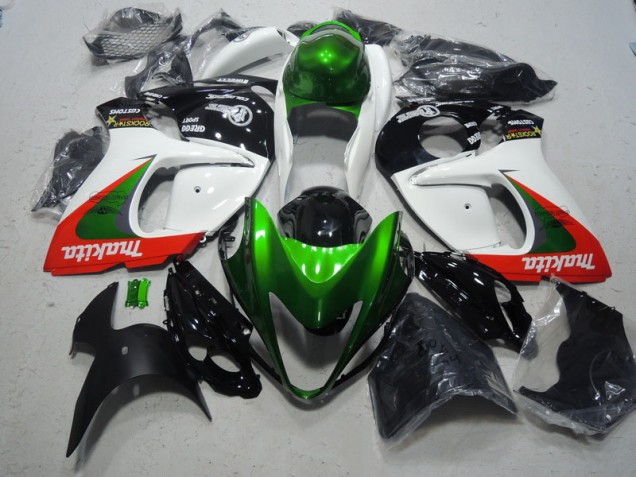 2008-2019 White Green Makita GSXR 1300 Hayabusa Motorcycle Fairings