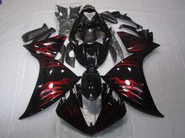 2009-2011 Black Red Flame YZF R1 Motorcycle Fairings