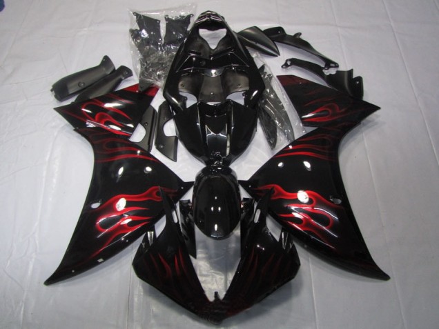 2009-2011 Black Red Flame YZF R1 Motorcycle Fairings 2009-2011 Black Red Flame YZF R1 Motorcycle Fairings