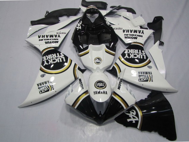 2009-2011 Black White Lucky Strike YZF R1 Motorcycle Fairings 2009-2011 Black White Lucky Strike YZF R1 Motorcycle Fairings