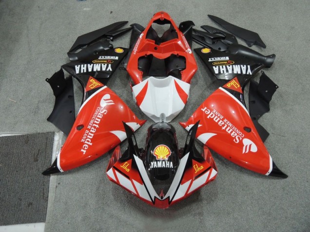 2009-2011 Black White Santander Red YZF R1 Motorcycle Fairings 2009-2011 Black White Santander Red YZF R1 Motorcycle Fairings