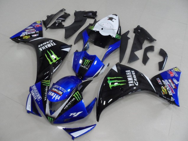 2009-2011 Blue Black Monster YZF R1 Motorcycle Fairings 2009-2011 Blue Black Monster YZF R1 Motorcycle Fairings