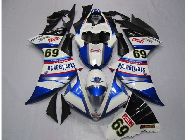 2009-2011 White Blue Sterilgarda SCALZ 69 YZF R1 Motorcycle Fairings 2009-2011 White Blue Sterilgarda SCALZ 69 YZF R1 Motorcycle Fairings
