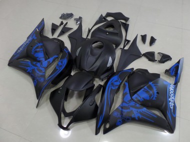 2009-2012 Matte Black Blue Skull CBR600RR Motorcycle Fairings