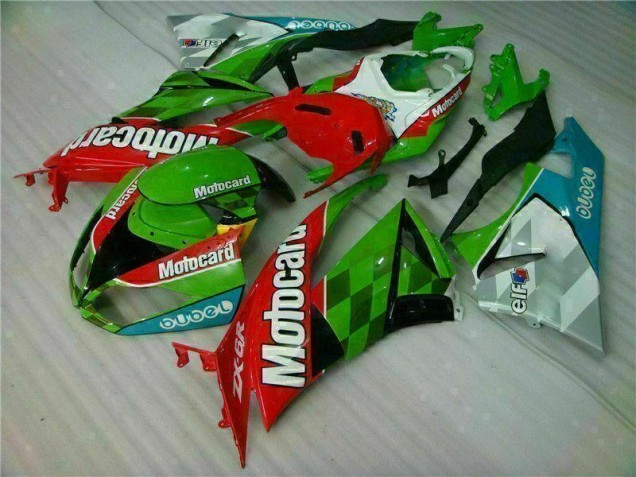 2009-2012 Red Green Motocard ZX6R Motorcycle Fairings
