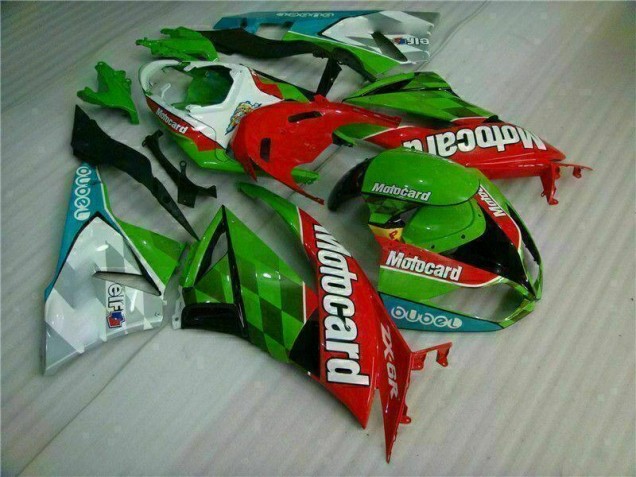 2009-2012 Red Green Motocard ZX6R Motorcycle Fairings