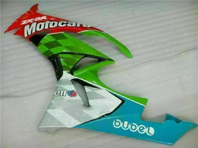 2009-2012 Red Green Motocard ZX6R Motorcycle Fairings