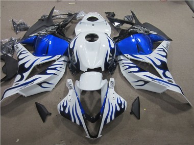 2009-2012 White Blue Flame CBR600RR Motorcycle Fairings