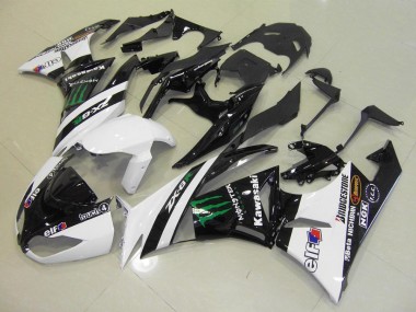 2009-2012 White Monster ZX6R Motorcycle Fairings