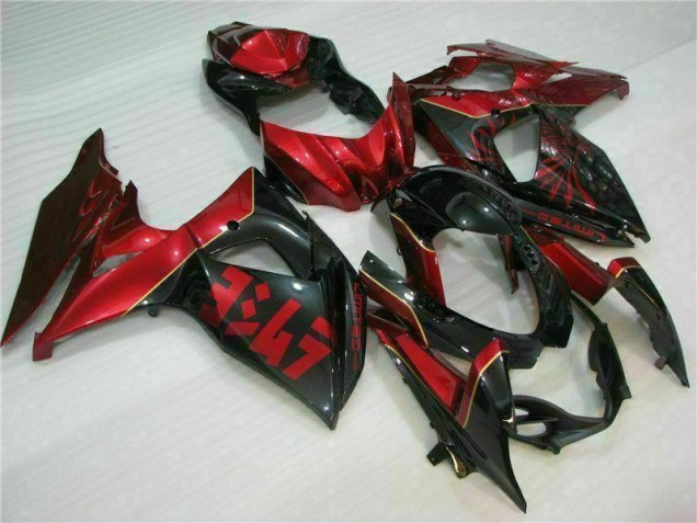 2009-2016 Red Flame Black GSXR 1000 Motorcycle Fairings