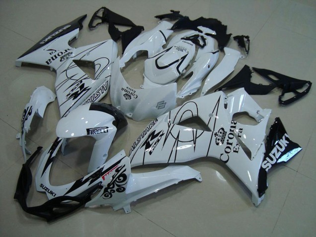 2009-2016 White Corona GSXR 1000 Motorcycle Fairings