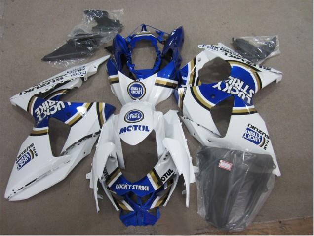 2009-2016 White Lucky Strike Blue Motul GSXR 1000 Motorcycle Fairings