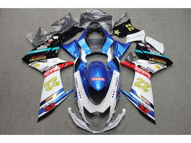 2011-2021 Blue White Red Rockstar 22 GSXR 600 Motorcycle Fairings 2011-2021 Blue White Red Rockstar 22 GSXR 600 Motorcycle Fairings