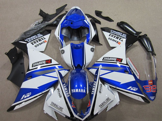 2012-2014 Blue White Pizzoli YZF R1 Motorcycle Fairings 2012-2014 Blue White Pizzoli YZF R1 Motorcycle Fairings