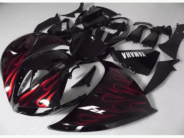 2012-2014 Red Black Flame YZF R1 Motorcycle Fairings 2012-2014 Red Black Flame YZF R1 Motorcycle Fairings