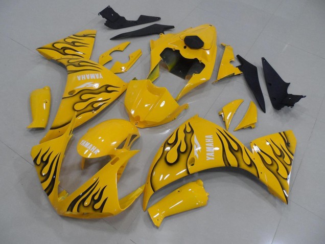 2012-2014 Yellow Black Flame YZF R1 Motorcycle Fairings 2012-2014 Yellow Black Flame YZF R1 Motorcycle Fairings